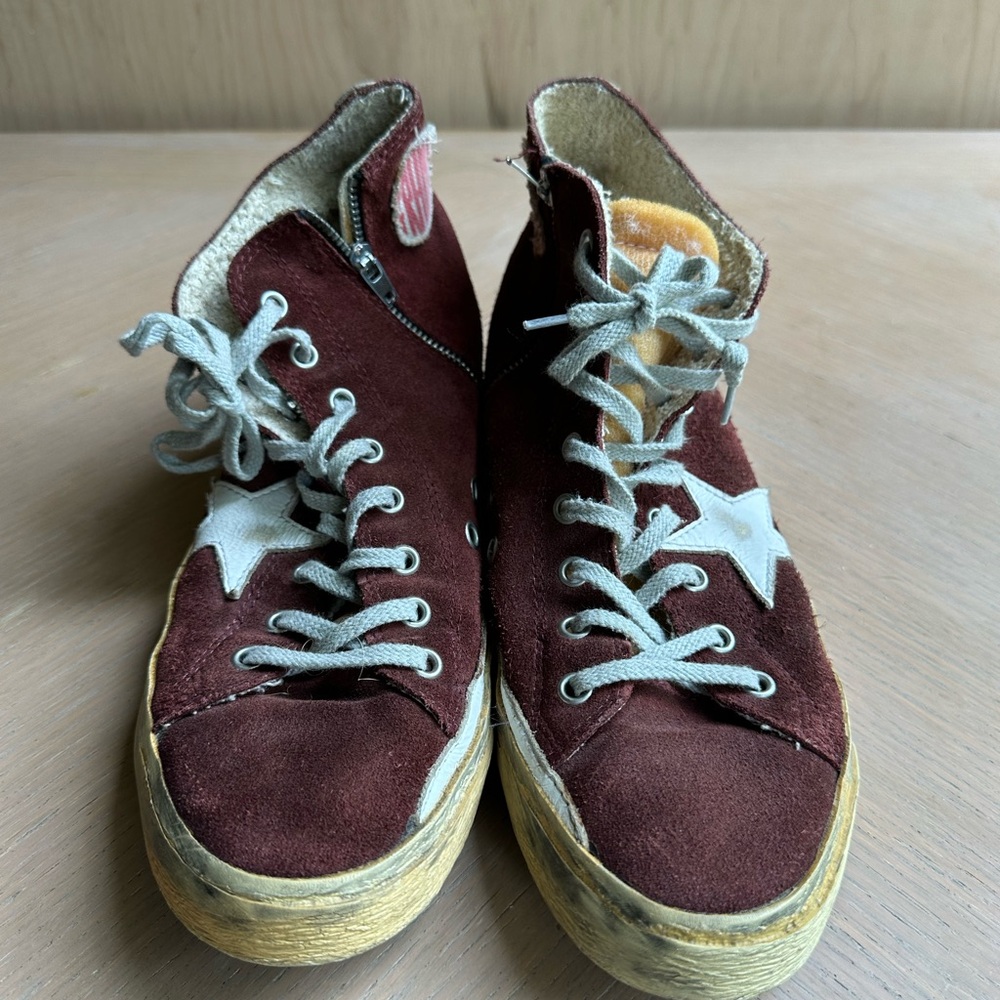 Golden Goose Burgundy High-Top Sneakers